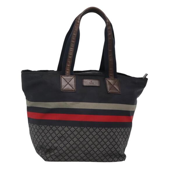 GUCCI Diamante Tote Bag Nylon Navy Silver - Picture 1 of 16